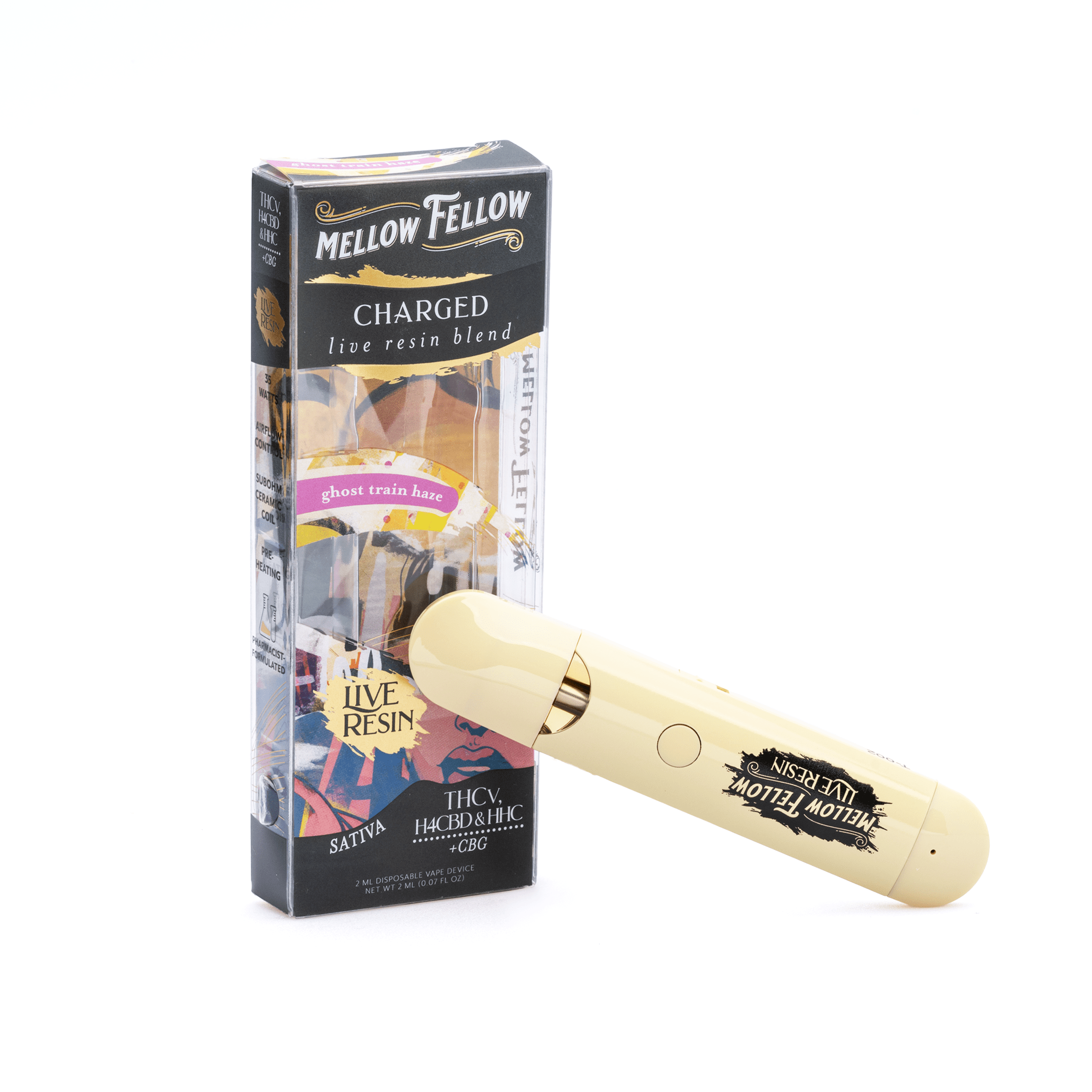 Mellow Fellow Charged Blend Live Resin Disposable Vape – Ghost Train Haze